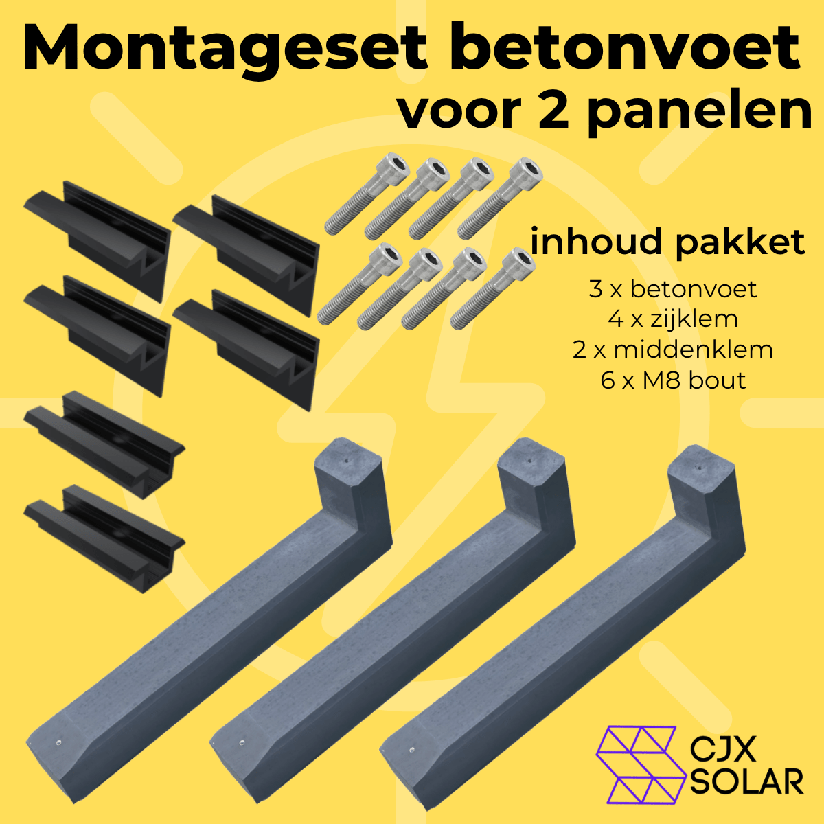 Betonvoet montage voor Plug & Play Zonnepanelen - CJX Solar