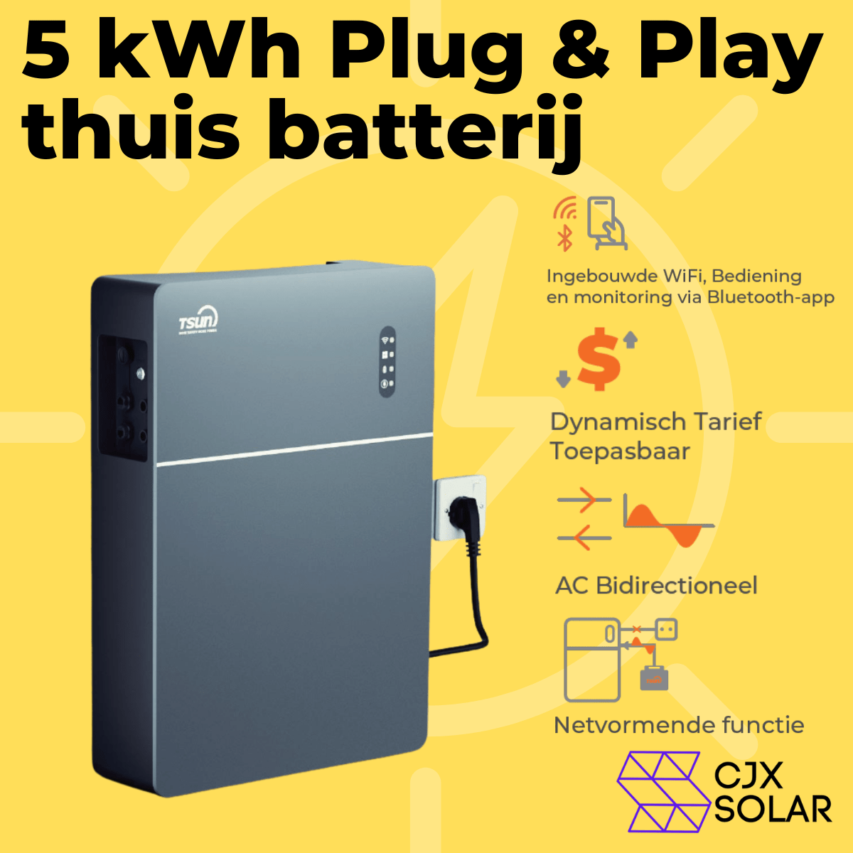 CJX Solar Plug & Play Thuisbatterij 5 kWh (AC bidirectioneel) - CJX Solar