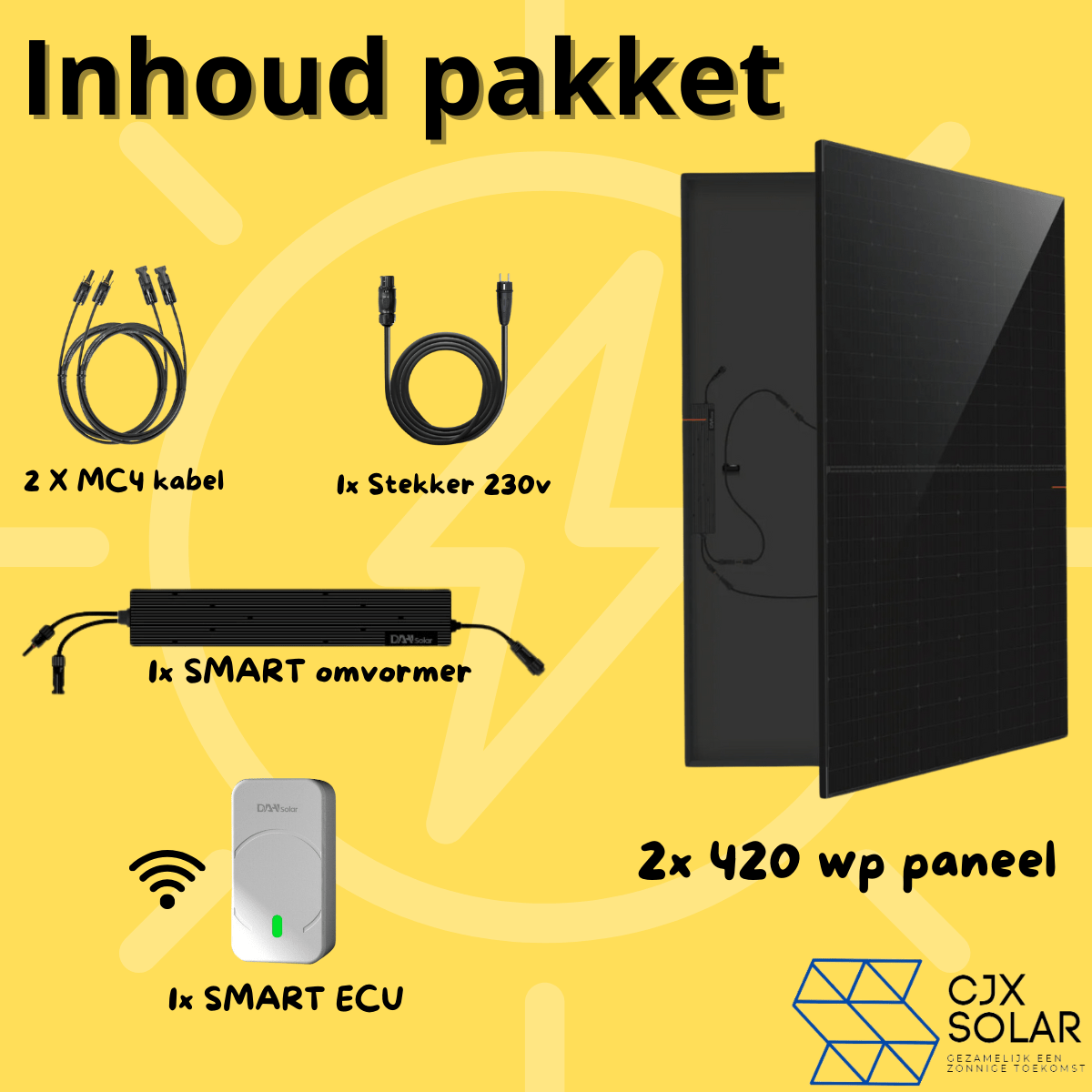 Plug & Play - Zonnepanelen Set 2 Panelen - 840 watt - compleet - CJX Solar